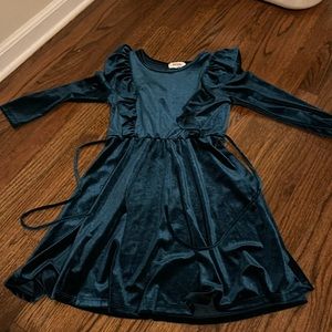 Green velour girls dress size 10/12